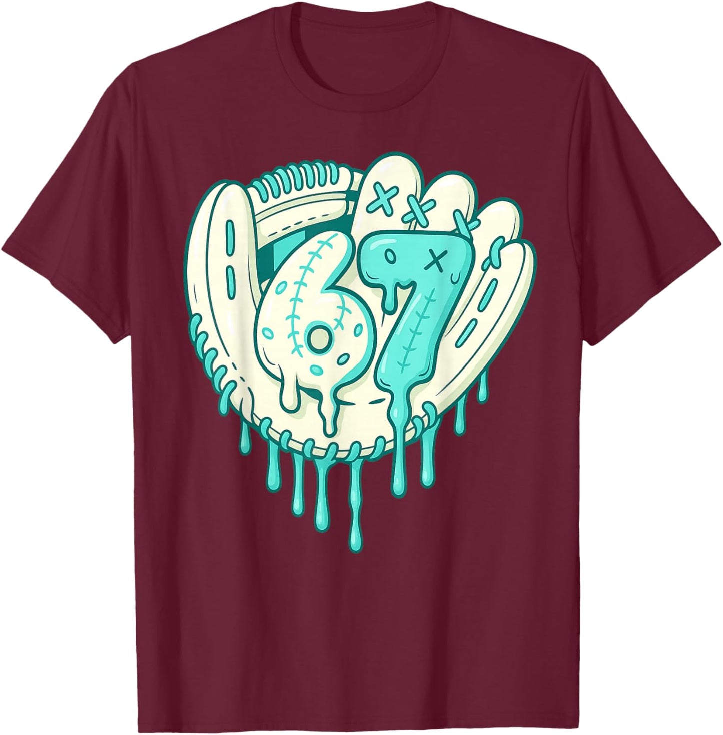 67 Meme Funny Six Seven for Boys and Girls Cool T-Shirt - T-Shirt | Maroon