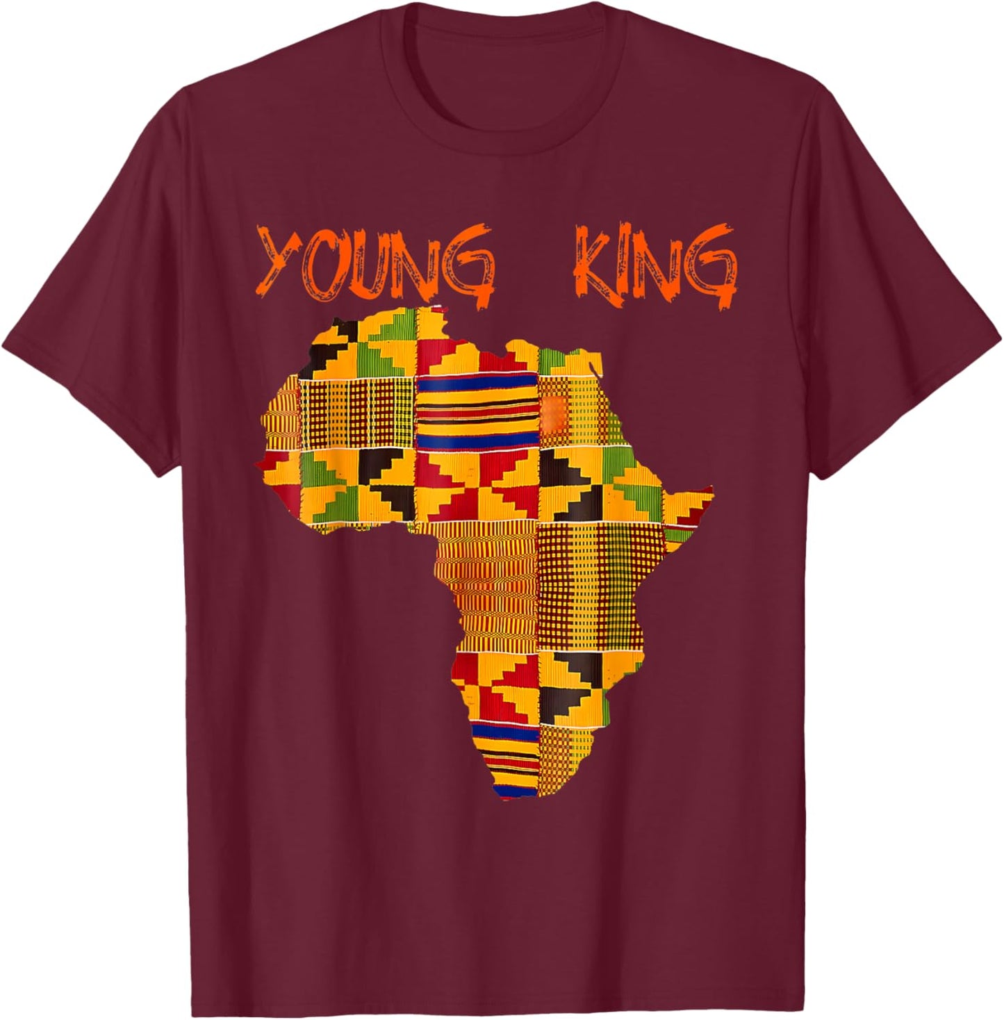 Black History Young King Africa Map African Boys Kids Men T-Shirt - T-Shirt | Maroon
