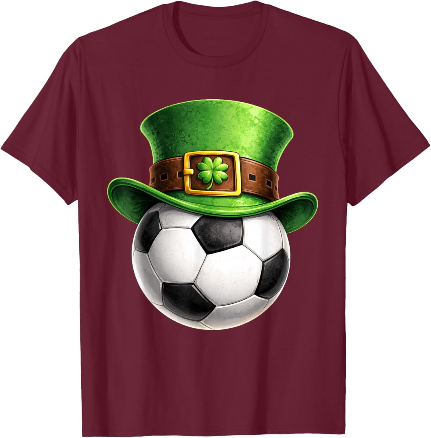 Soccer Saint Patricks Day Men Boys Kids Sport Green Shamrock T-Shirt - T-Shirt | Maroon