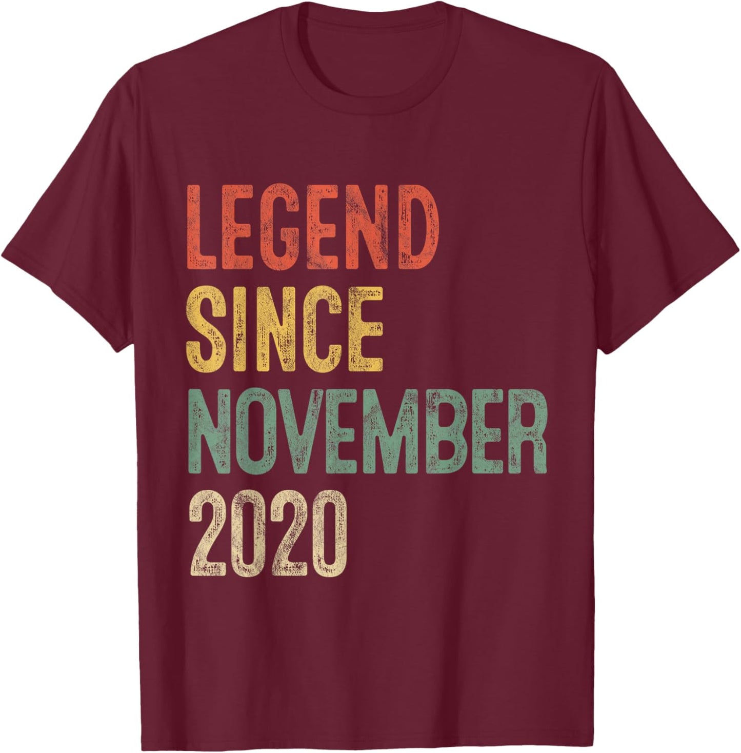 Legend November 2020 5th Birthday Boy Girl 5 Year Old T-Shirt - T-Shirt | Maroon