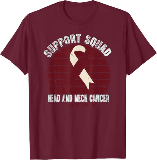 Head and Neck Cancer Awareness Retro Cancer Head and Neck T-Shirt - T-Shirt | Maroon