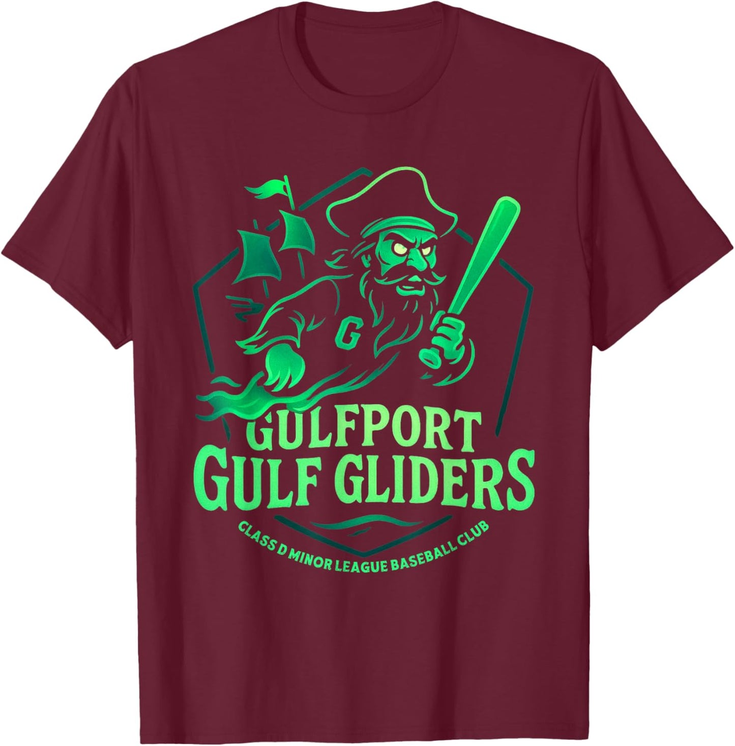 Gulfport Gulf Gliders Minor League Baseball Team T-Shirt - T-Shirt | Maroon