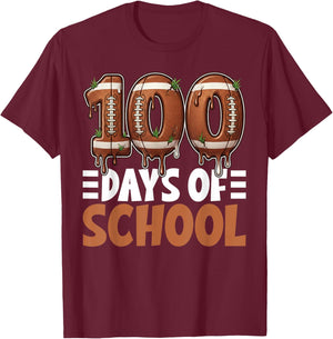 100 Days of School Football Drip 100th Day of School Boys T-Shirt - T-Shirt | Maroon
