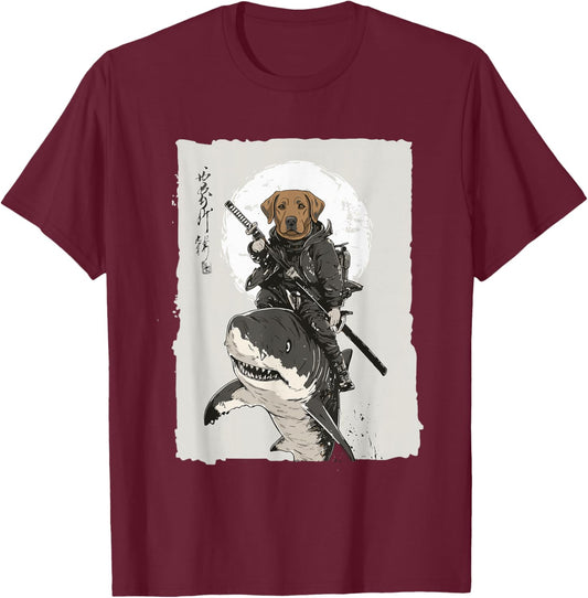 Samurai Labrador Retriever Dog Lover Vintage Graphic T-Shirt - T-Shirt | Maroon