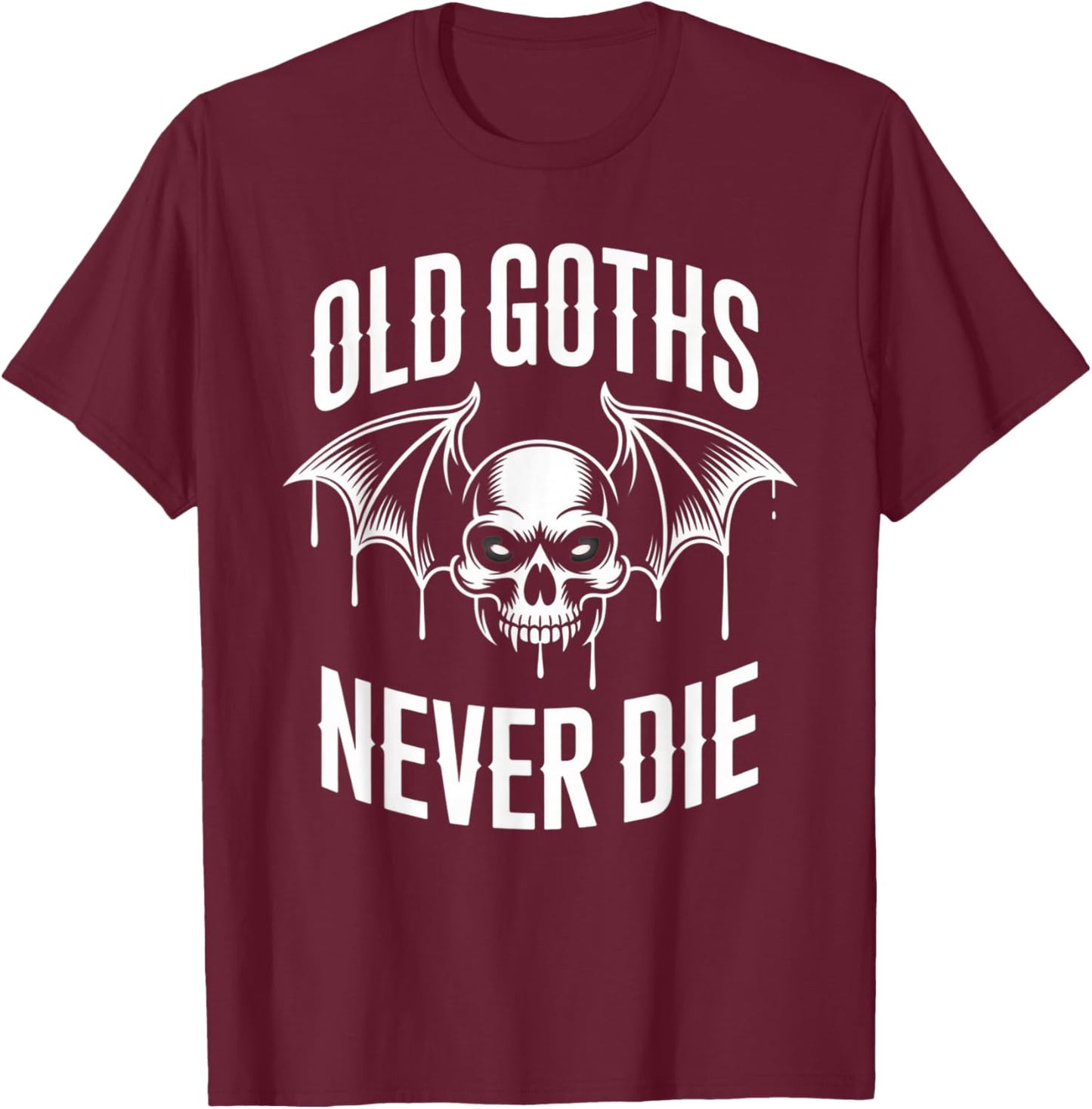 Vintage Old Goths Never Die Bats Rose Goth Girl Gothic Shirt T-Shirt - T-Shirt | Maroon