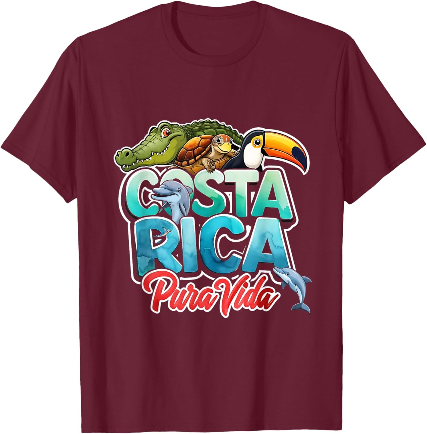 Pura Vida Costa Rica Central America Travel Souvenir 2026 T-Shirt - T-Shirt | Maroon