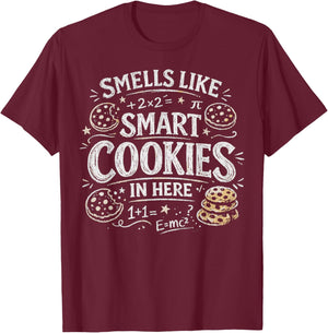 Testing Day Smells Like Smart Cookies Funny Teacher Student T-Shirt - T-Shirt | Maroon