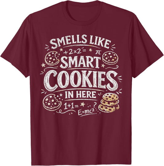 Testing Day Smells Like Smart Cookies Funny Teacher Student T-Shirt - T-Shirt | Maroon