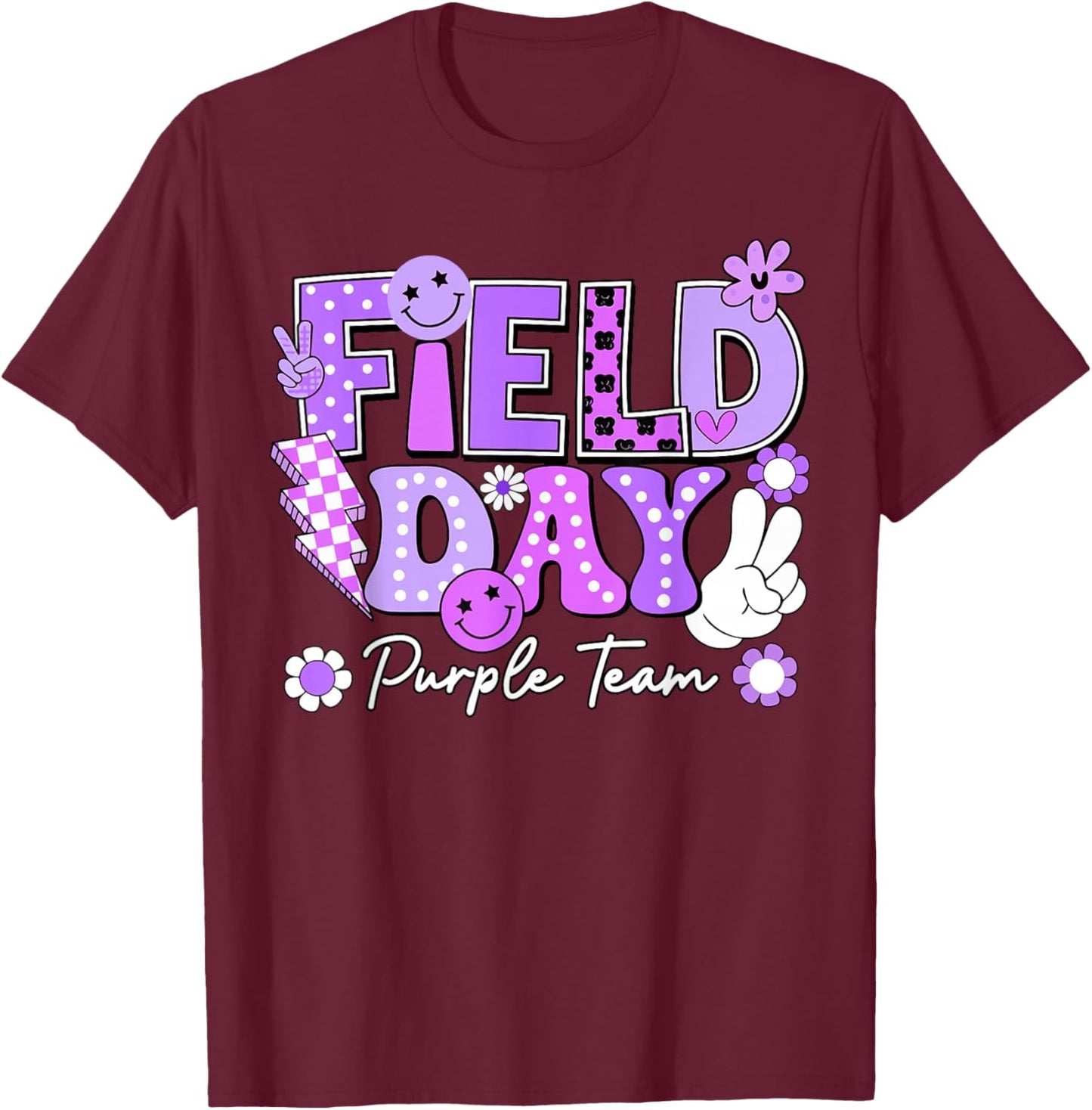 Field Day Purple Team Funny for Teacher Kids Field Day Games T-Shirt - T-Shirt | Maroon