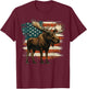 Moose USA Flag Alaska Wildlife T-Shirt - T-Shirt | Maroon