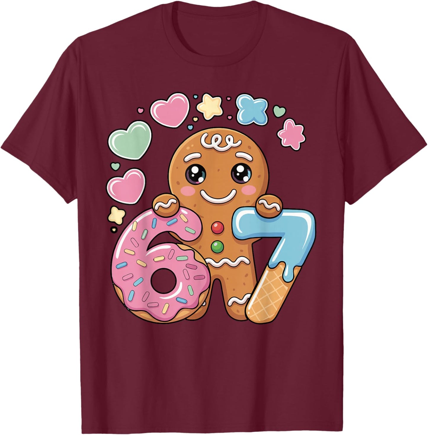 67 Gingerbread Ice Cream Drip Pun Cookies Kids Men Women T-Shirt - T-Shirt | Maroon
