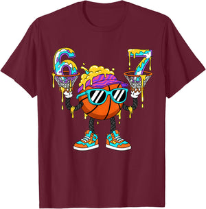 Cool Basketball 67 Kids Ice Cream Drip Funny Six Seven Boys T-Shirt - T-Shirt | Maroon