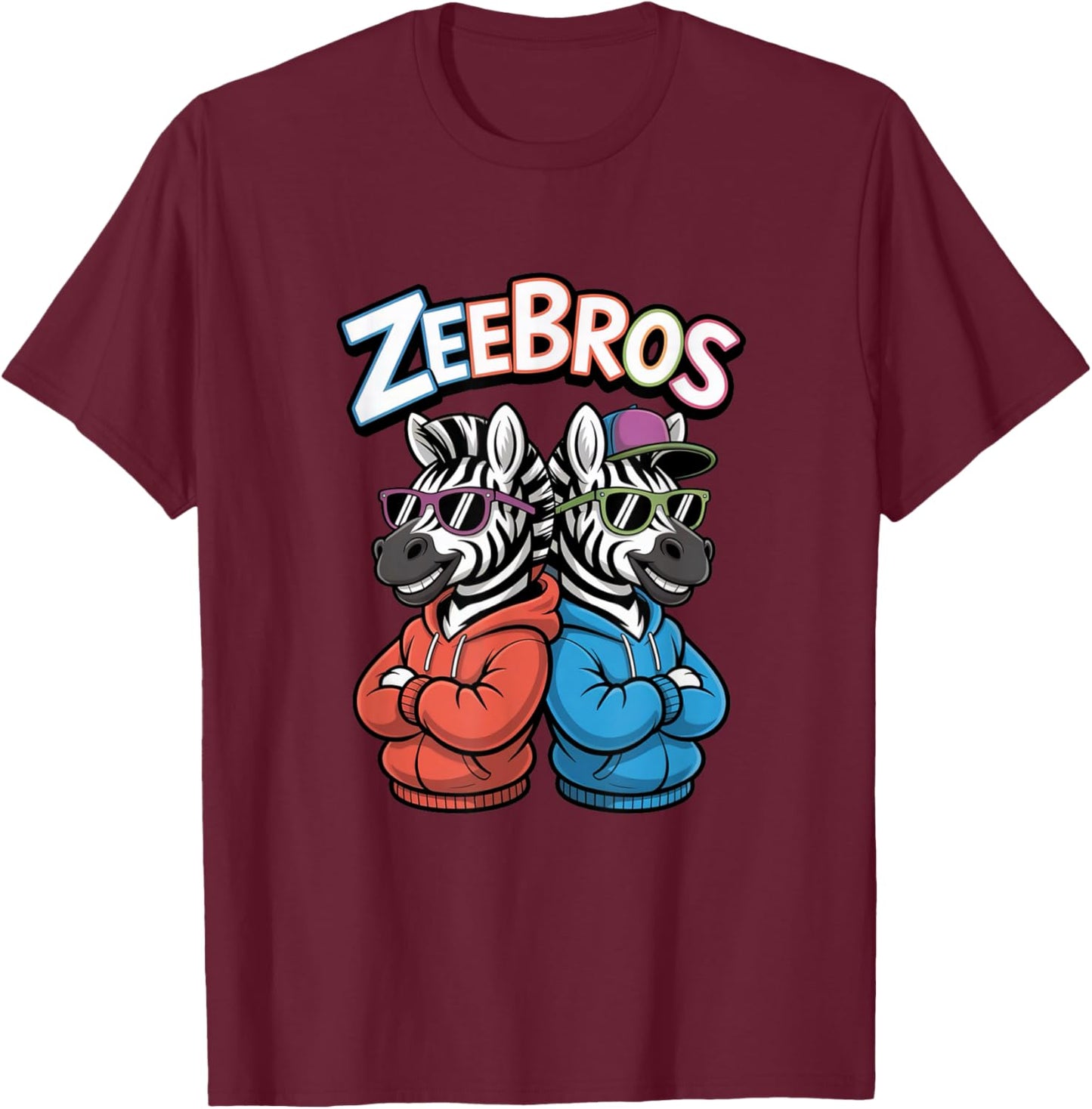 Zeebros Cute Zebra Duo Design for Zebros Lovers T-Shirt - T-Shirt | Maroon