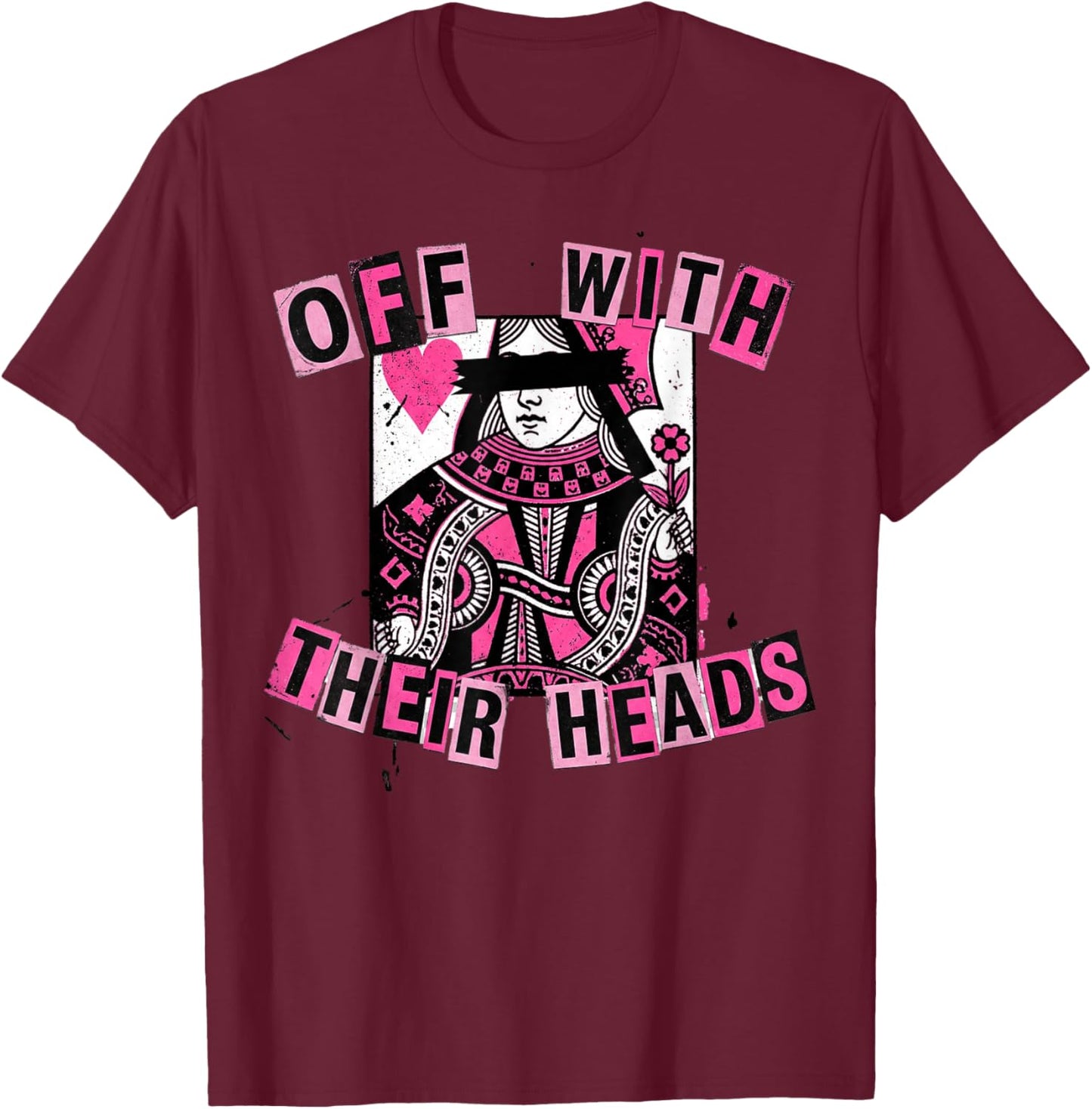 Alice in Wonderland Queen Hearts Lewis Carroll Illustration T-Shirt - T-Shirt | Maroon