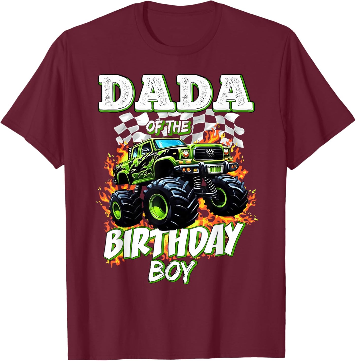 Dada of The Birthday Boy Monster Truck Birthday Kids T-Shirt - T-Shirt | Maroon