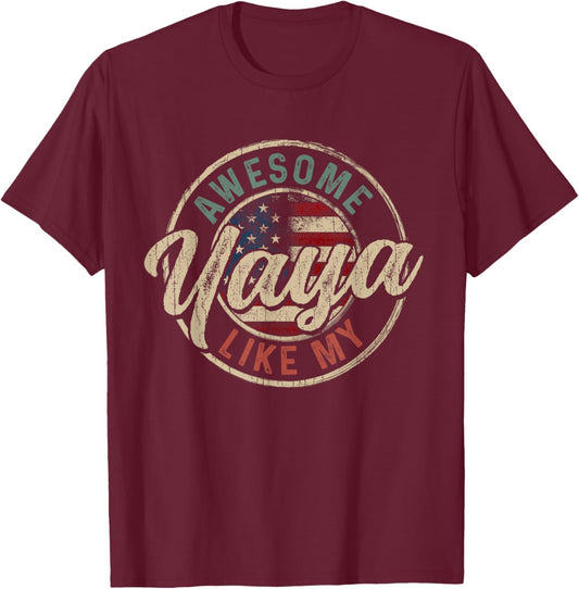 Awesome Like My Yaya Vintage Retro Funny Parent T-Shirt - T-Shirt | Maroon