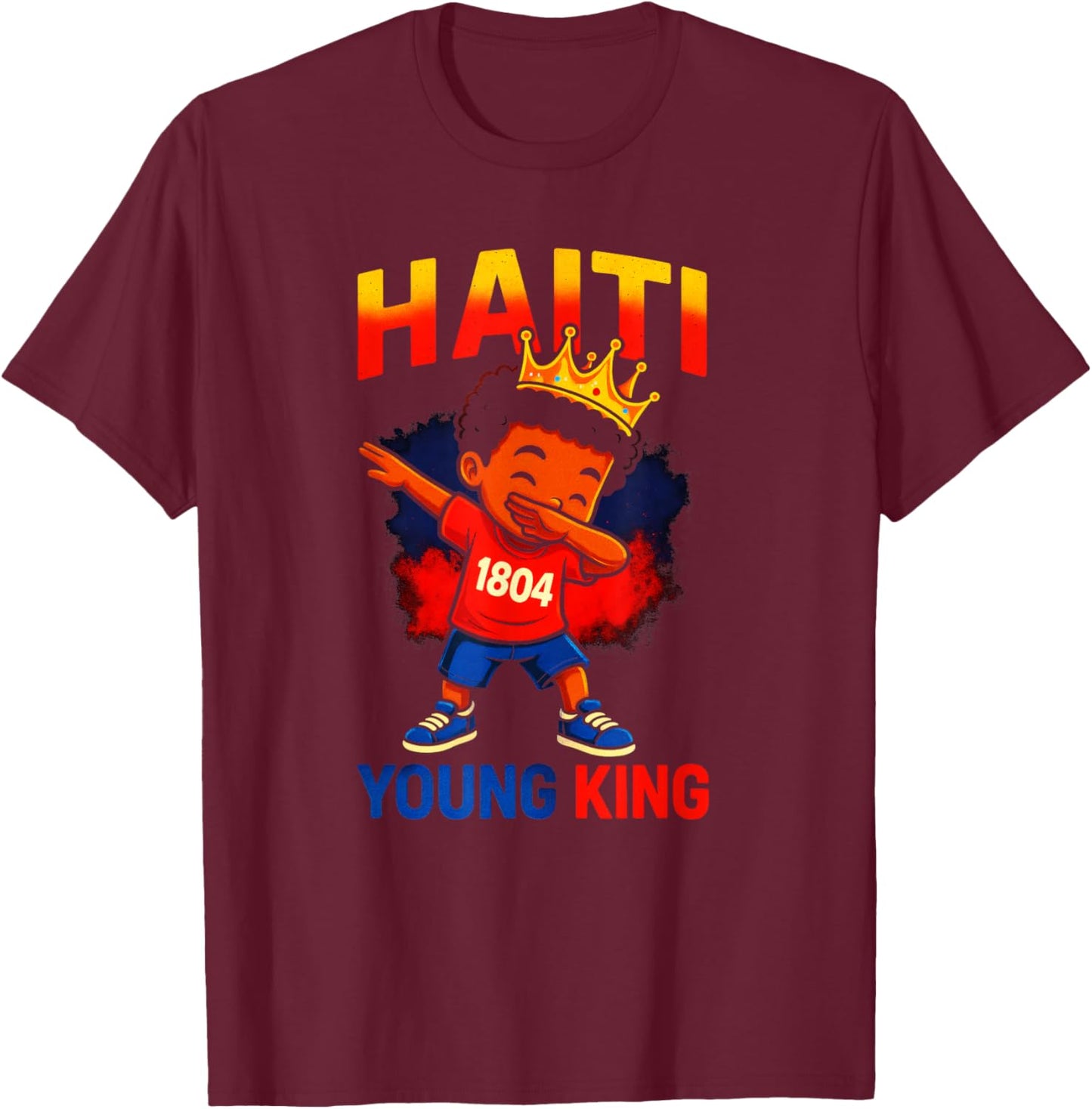 Haiti Young King - Haitian Flag Melanin Pride T-Shirt - T-Shirt | Maroon