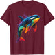 Orca Whale Colorful Watercolor T-Shirt - T-Shirt | Maroon