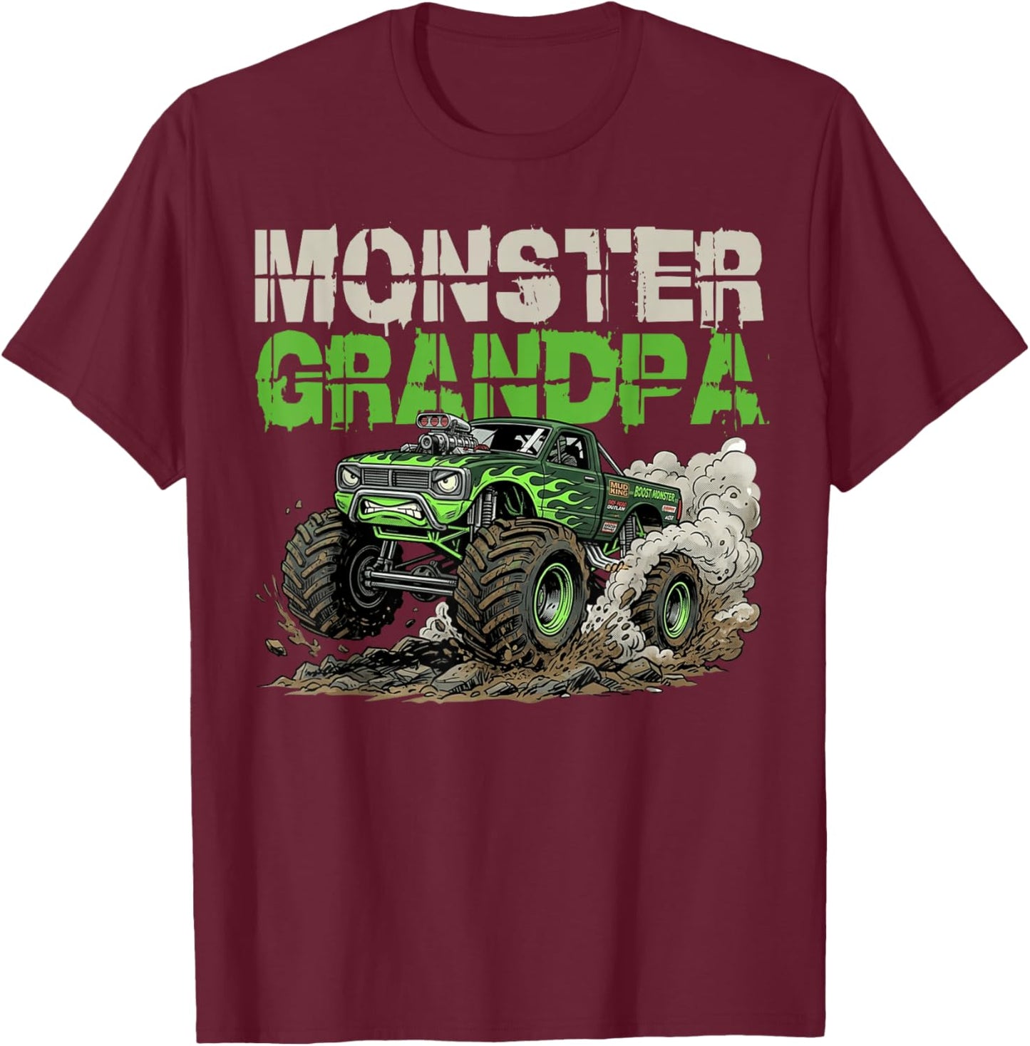 Funny Monster Grandpa Monster Truck Off Road Family Matching T-Shirt - T-Shirt | Maroon