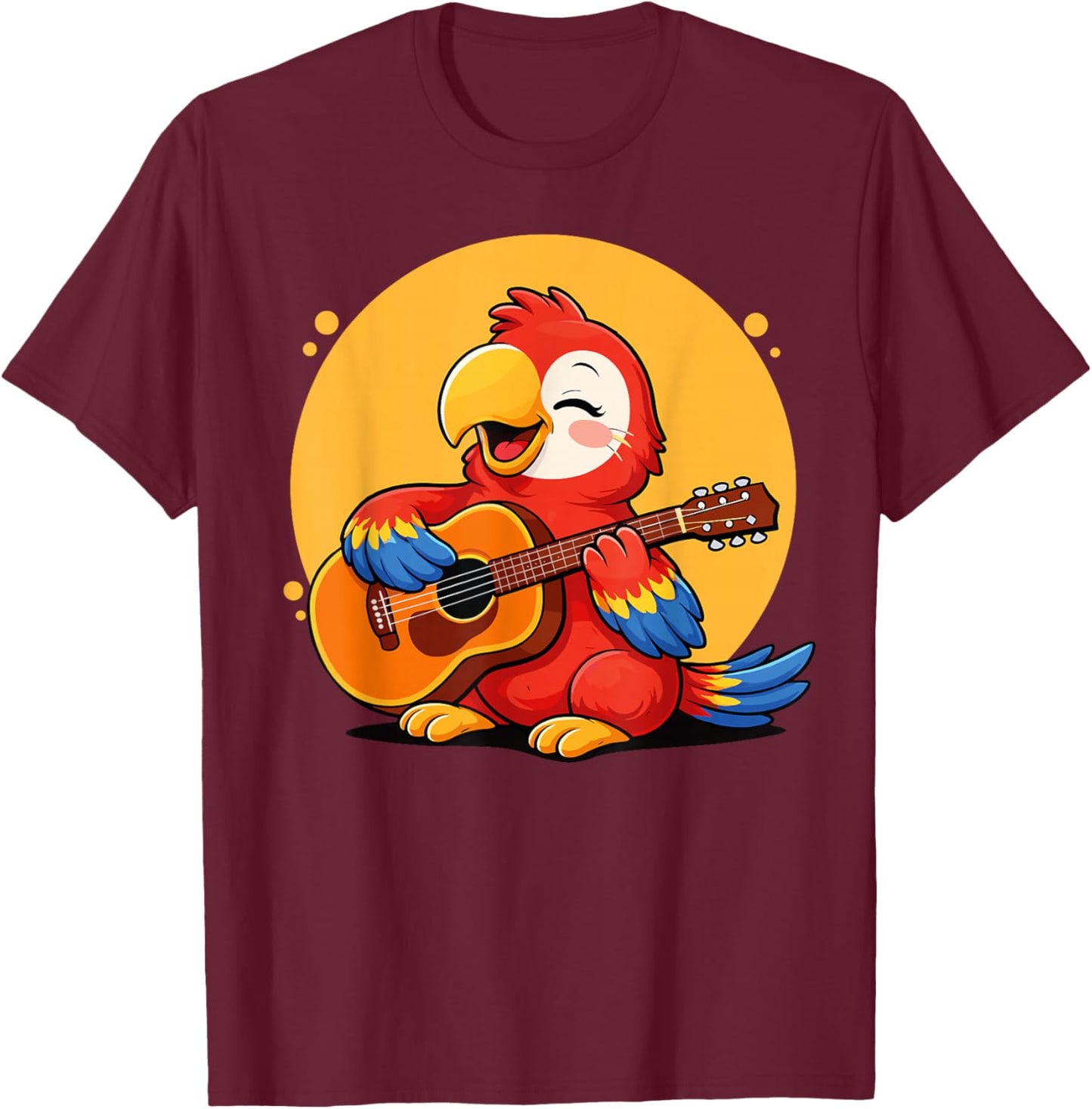 Parrot Playing Guitar Graphic Parrot Boys Girls Guitar Lover T-Shirt - T-Shirt | Maroon