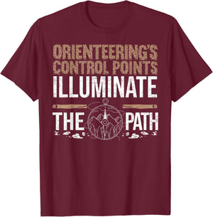 Orienteering's Control Points Illuminate Path Orienteering T-Shirt - T-Shirt | Maroon