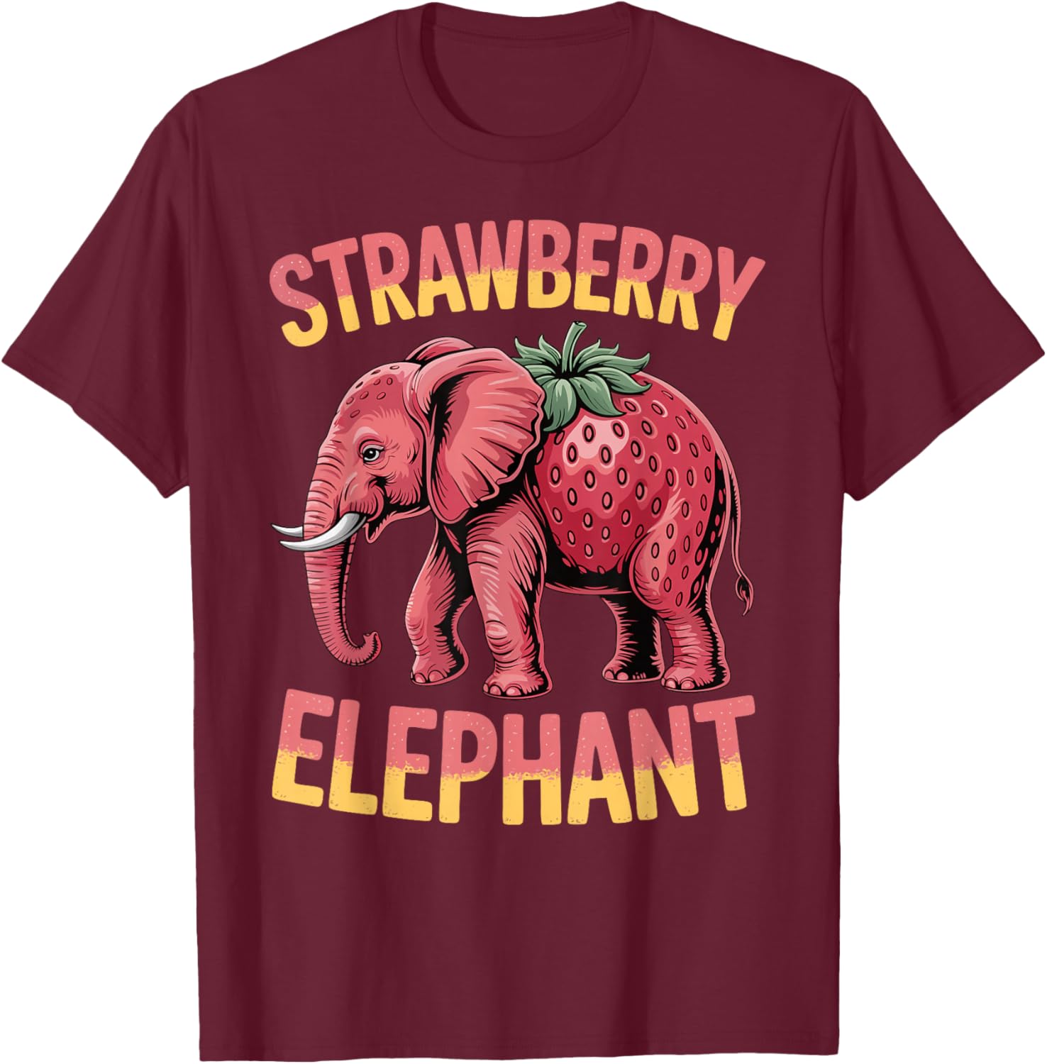 Strawberry Elephant Cute Meme Kids Italian Brainrot Girl Boy T-Shirt - T-Shirt | Maroon