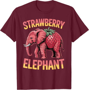 Strawberry Elephant Cute Meme Kids Italian Brainrot Girl Boy T-Shirt - T-Shirt | Maroon