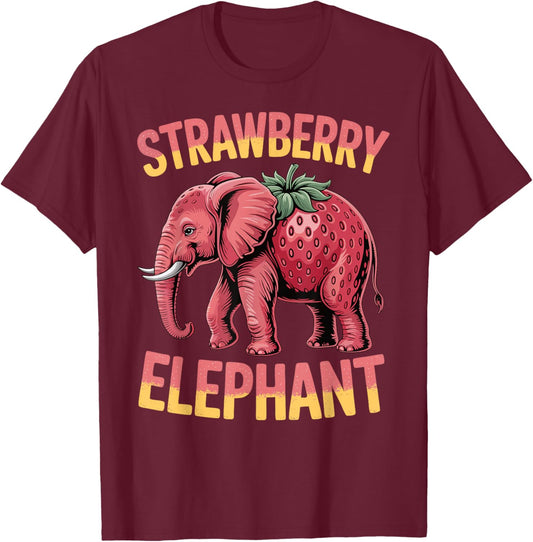 Strawberry Elephant Cute Meme Kids Italian Brainrot Girl Boy T-Shirt - T-Shirt | Maroon