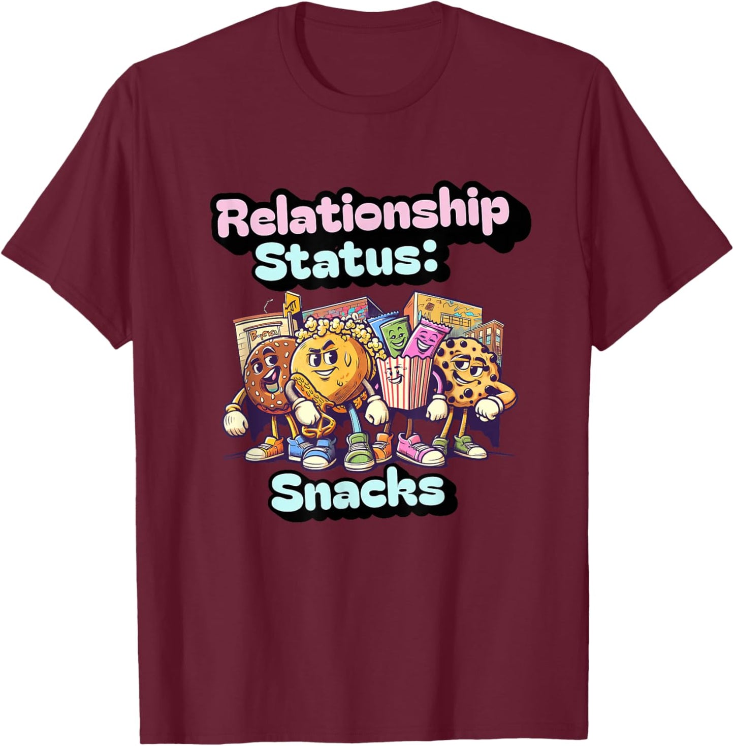 Relationship Status: Snacks – Funny Food Lover Graphic T-Shirt - T-Shirt | Maroon