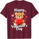 Happy Valentine Funny Cute Teddy Bear Women Girls Love T-Shirt - T-Shirt | Maroon