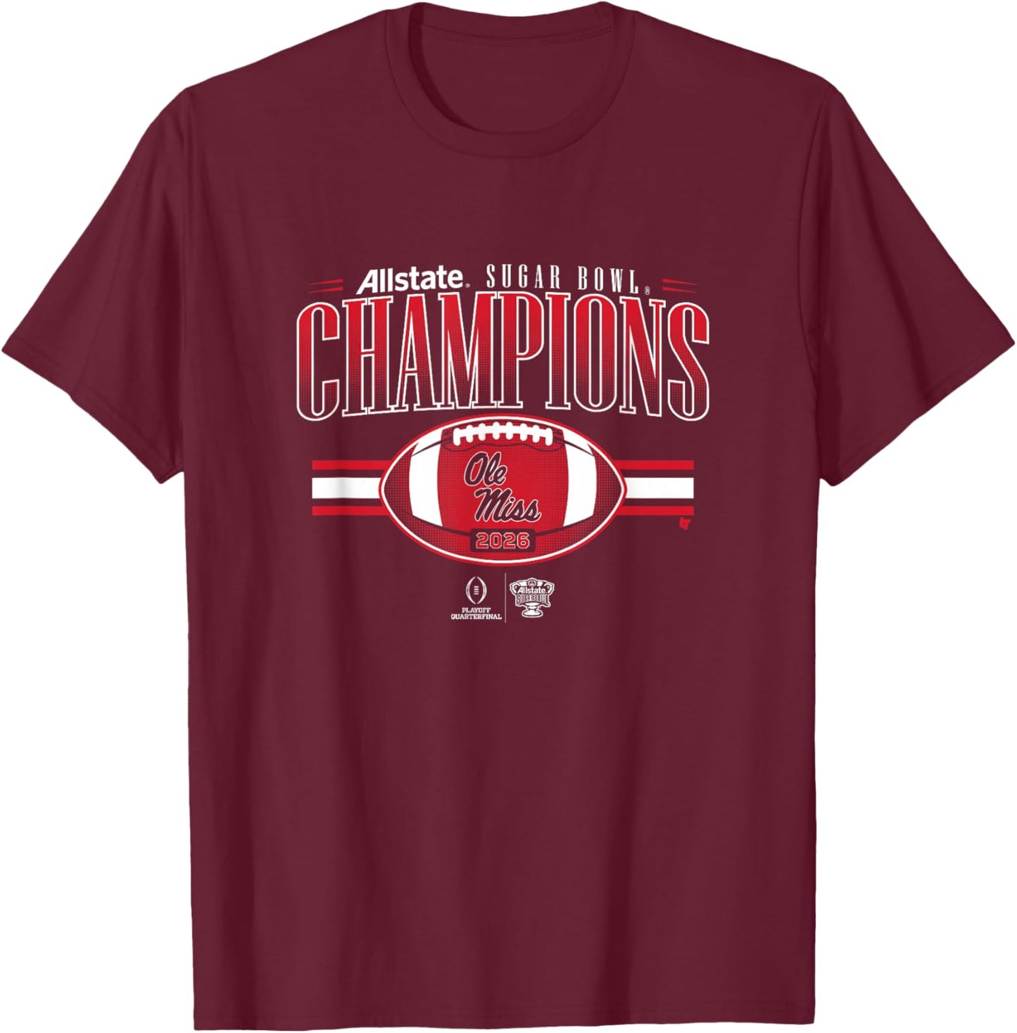 Ole Miss Rebels 2025-26 College Football Playoff Sugar Bowl T-Shirt - T-Shirt | Maroon