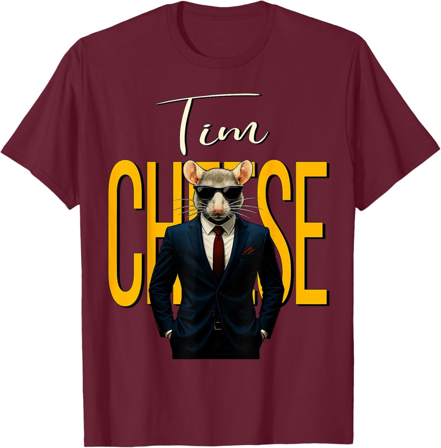 Tim Cheese - Funny Secret Agent Mouse Brainrot Kids Gaming T-Shirt - T-Shirt | Maroon