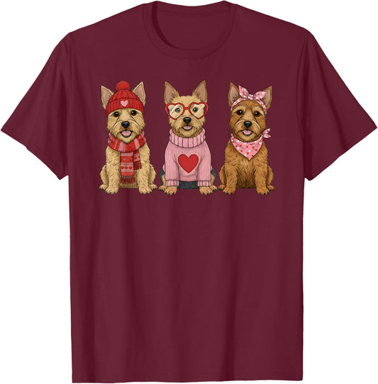 Cute Norwich Terrier Valentine Dog T-Shirt - T-Shirt | Maroon