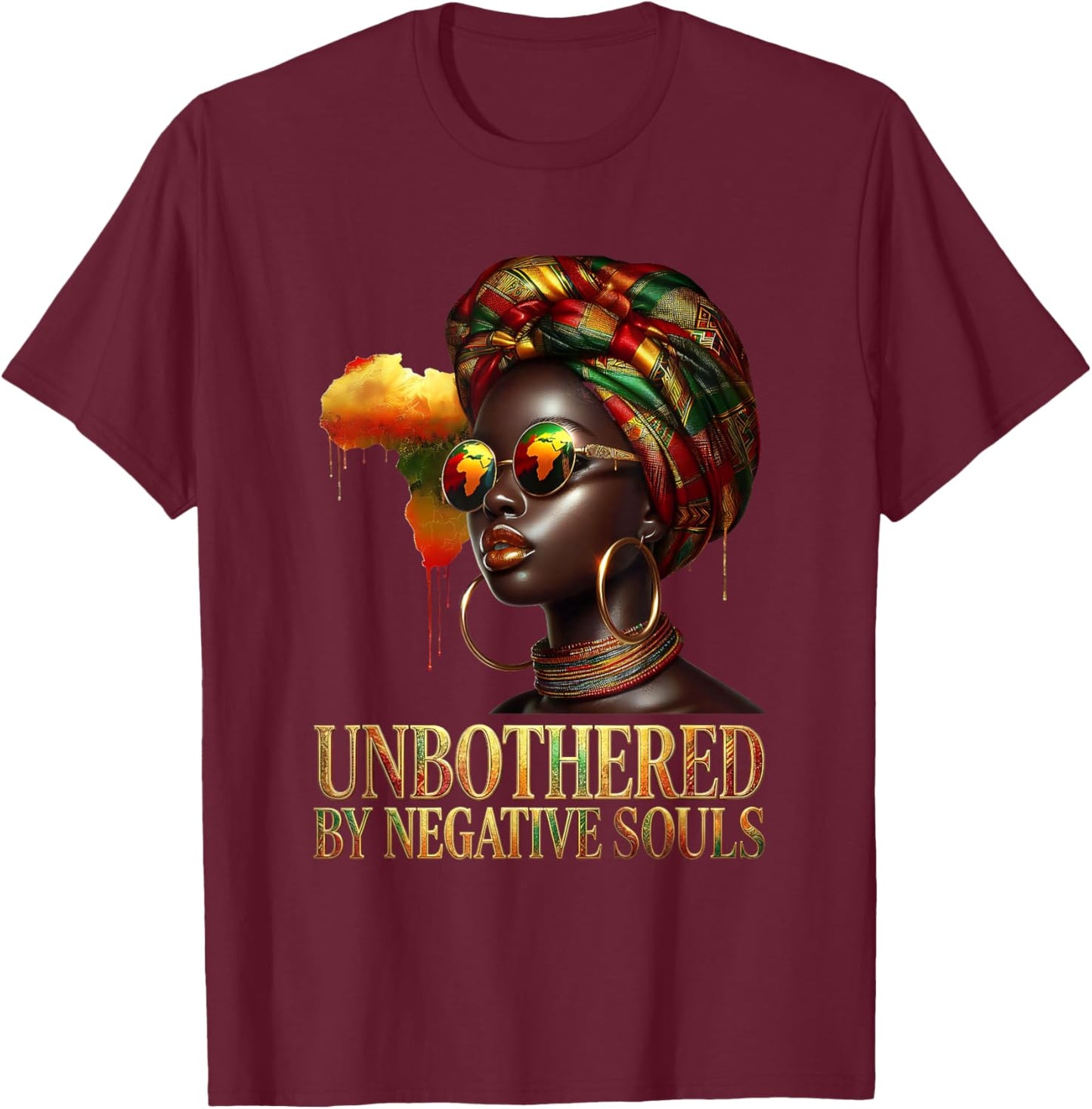 Unbothered Melanin Queen Black Woman Pride Strong T-Shirt - T-Shirt | Maroon