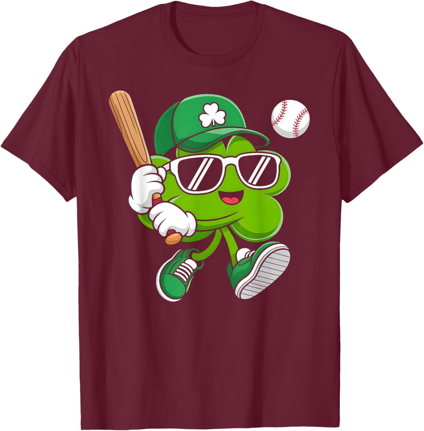 Irish Lucky Shamrock Baseball St Patricks Day Boys Men Kids T-Shirt - T-Shirt | Maroon