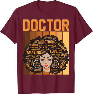 Doctor Powerful Black History Month Black Pride Design T-Shirt - T-Shirt | Maroon