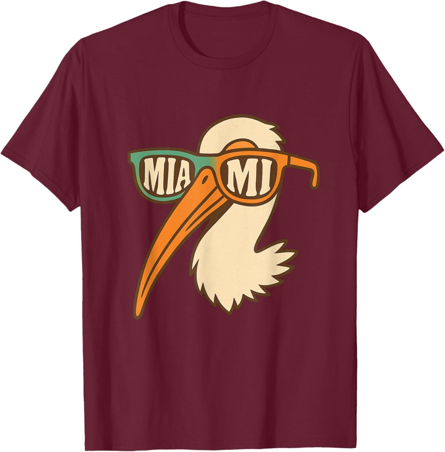 Hilarious American White Ibis Sunglasses Miami Apparel T-Shirt - T-Shirt | Maroon