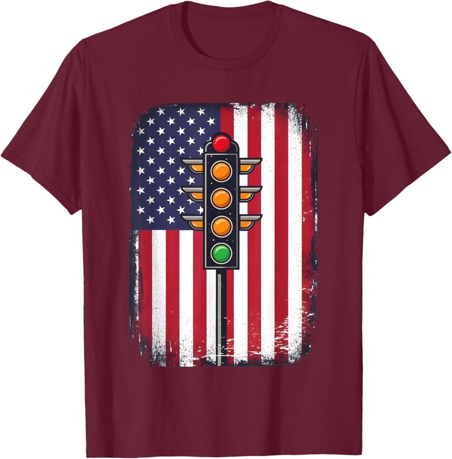 Drag Racing Retro Vintage American Flag Funny Drag Race Men T-Shirt - T-Shirt | Maroon