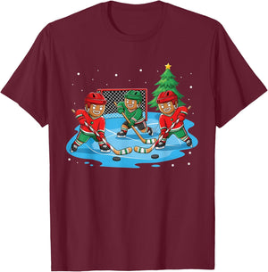 Christmas Gingerbread Ice Hockey Player Matching Family T-Shirt - T-Shirt | Maroon