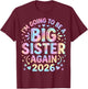 Big Sister Again 2026 Pregnancy Announcement Girls T-Shirt - T-Shirt | Maroon
