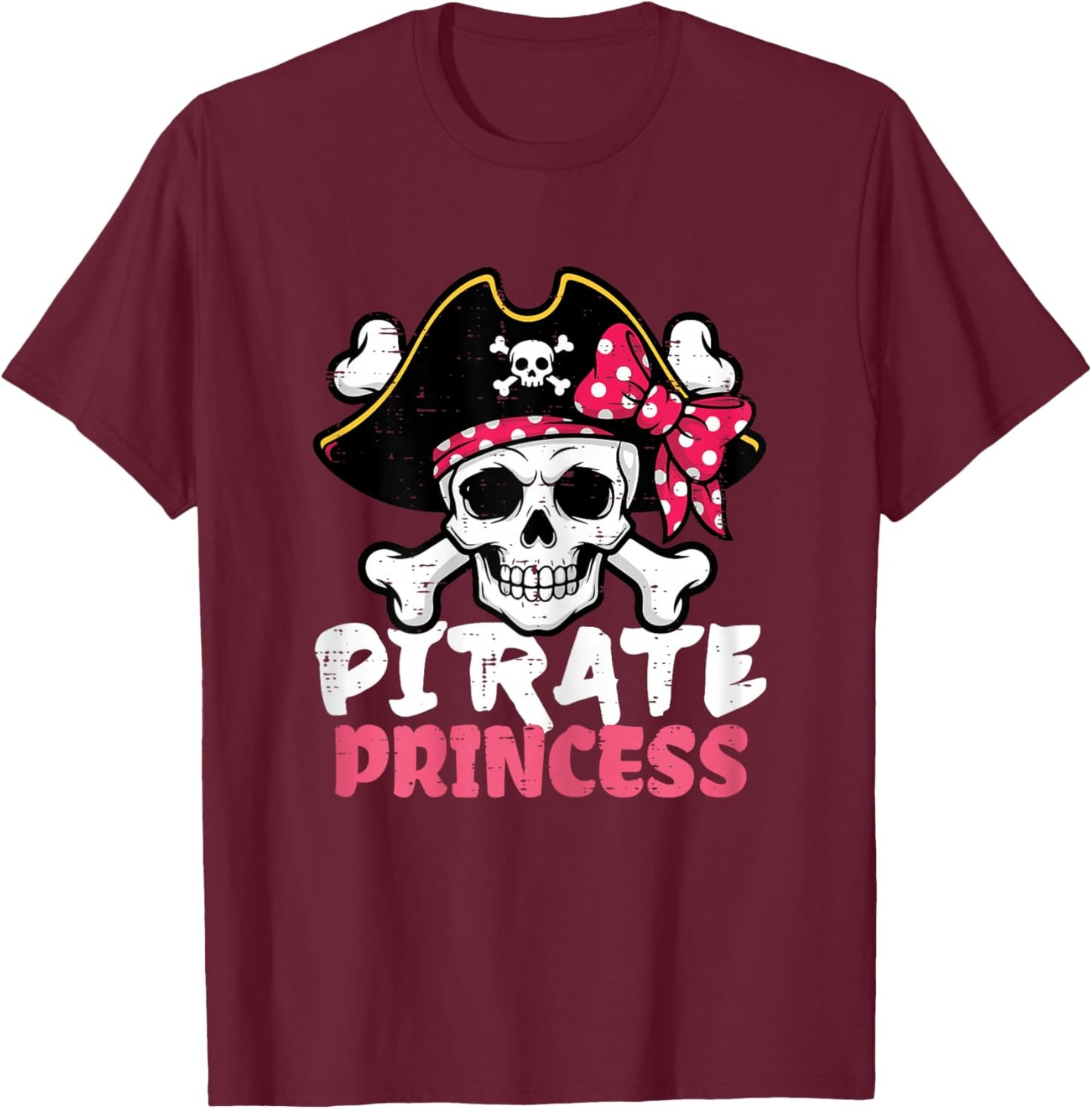 Pirate Princess Hat Coquette Bow Cute Girls Kids Toddlers T-Shirt - T-Shirt | Maroon