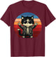 Retro Cat Rock Music Men Kids Women Funny Cat T-Shirt - T-Shirt | Maroon