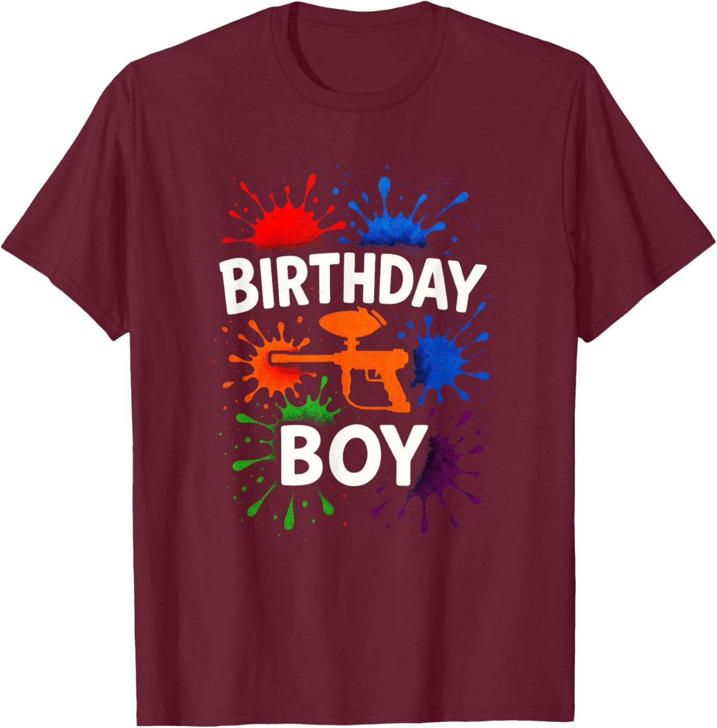 Birthday BOY - Paintball Party Fun Design T-Shirt - T-Shirt | Maroon