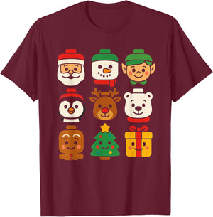 Christmas Building Brick Santa Elf Snowman Xmas Boys Girls T-Shirt - T-Shirt | Maroon