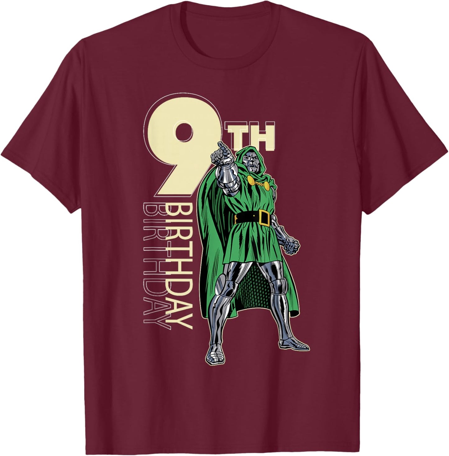 Marvel Comics Retro Dr. Doom 9th Birthday T-Shirt - T-Shirt | Maroon