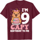 9 Years Old Capy Birthday to Me 9th Birthday Capybara Girl T-Shirt - T-Shirt | Maroon