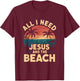 All I Need Jesus and The Beach Funny Christian Sun Vacation T-Shirt - T-Shirt | Maroon
