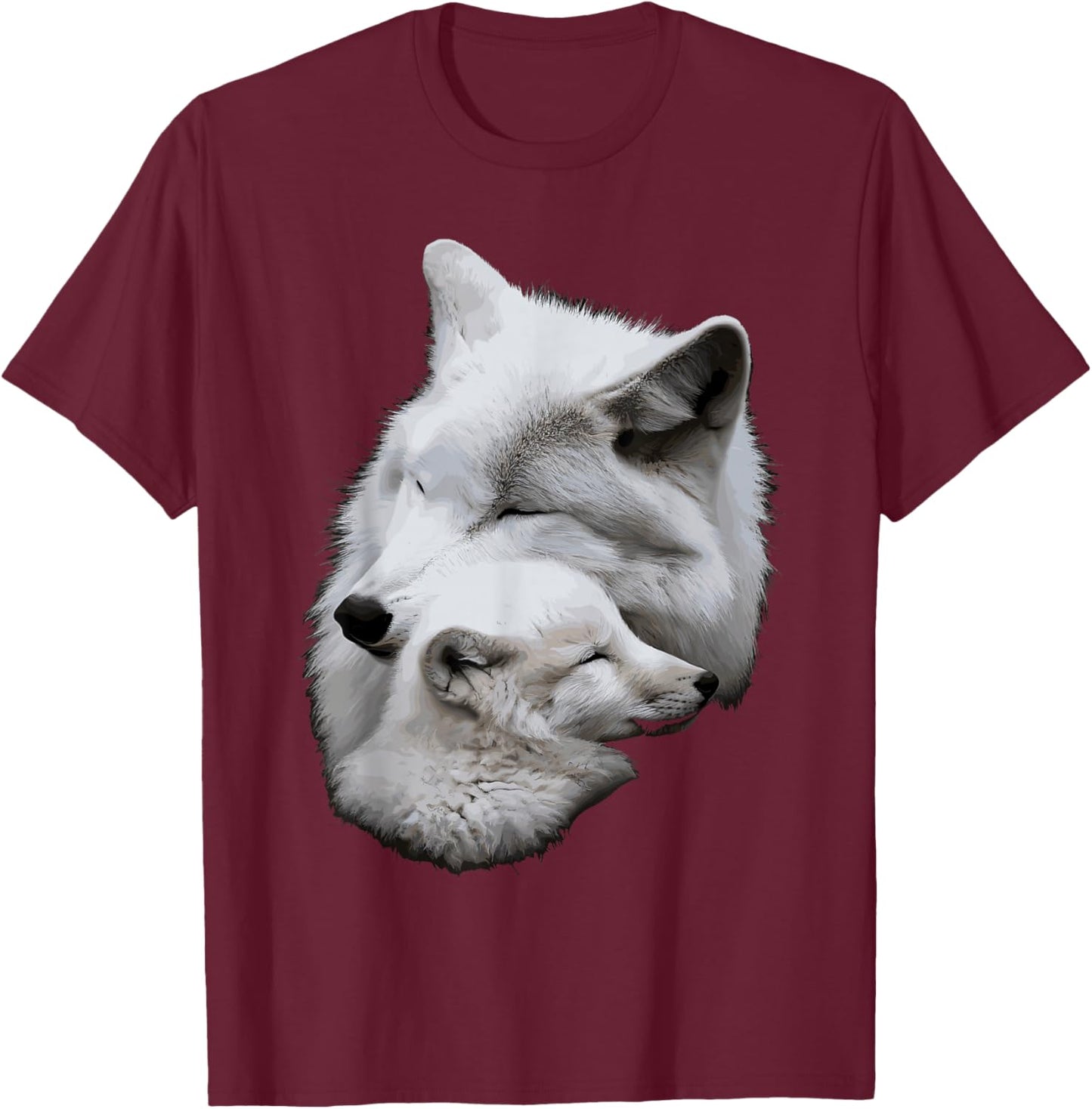 Wolf and Wolf Cub Men Wolf Lover Women Girls Cute Wolf T-Shirt - T-Shirt | Maroon