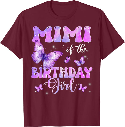 Mimi of The Birthday Girl Butterfly Family Matching T-Shirt - T-Shirt | Maroon