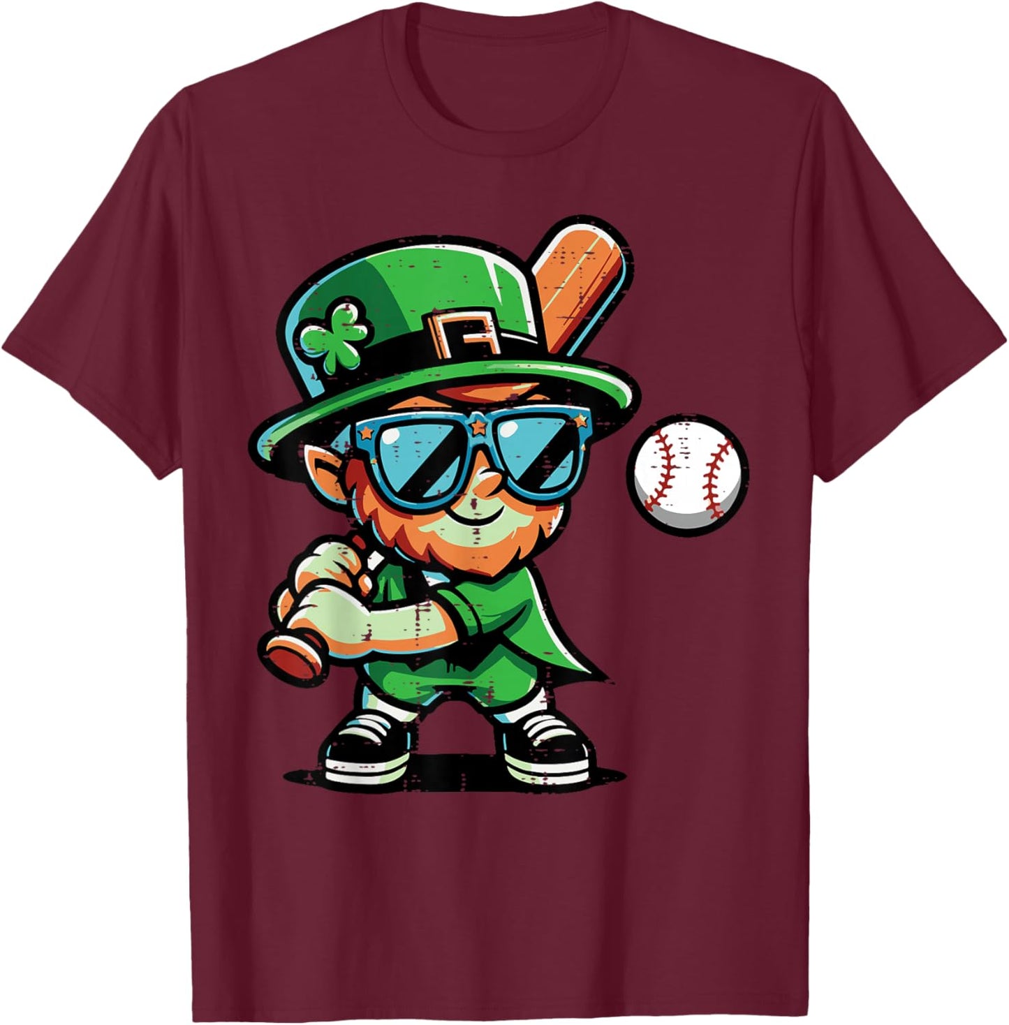 St Patricks Day Leprechaun Baseball Saint Paddys Boys Men T-Shirt - T-Shirt | Maroon